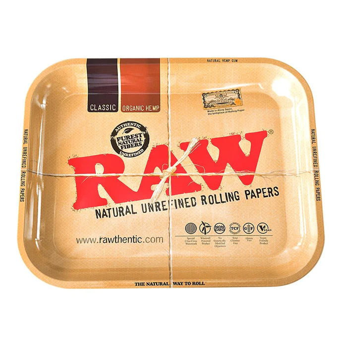 RAW CLASSIC ROLLING TRAY 7in x 5in - Mini - Metal - The Smoking Hound